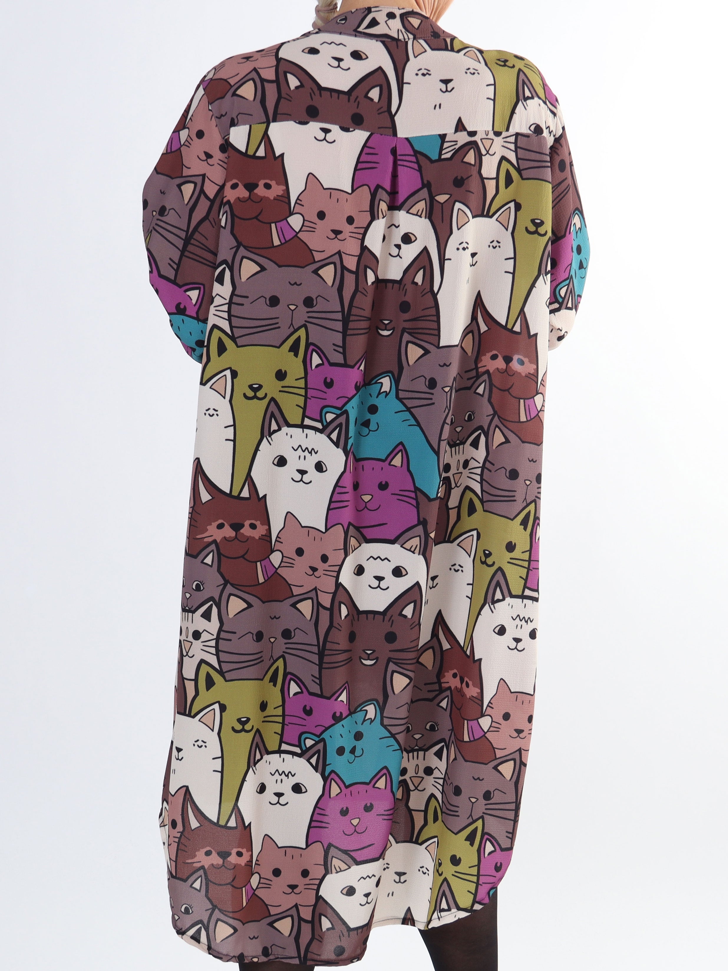 Vanesa Cat Long - Lätt och luftig klänning i plus size med kattmönster